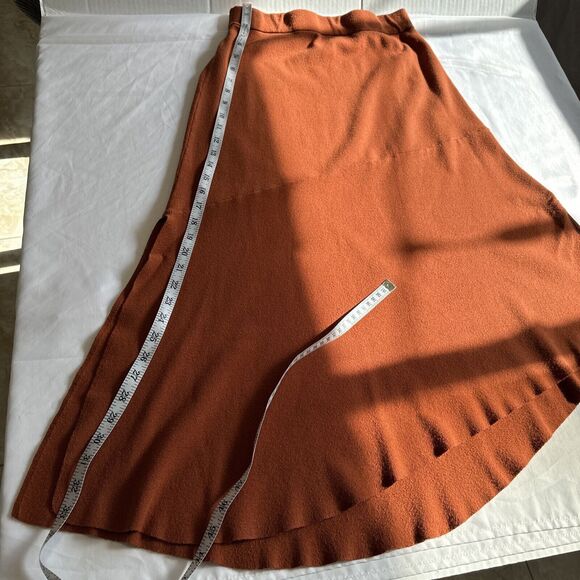 HOUSE OF HARLOW 1960 Knit Asymmetrical Maxi Skirt Orange Side Slit Size Small - Picture 9 of 12